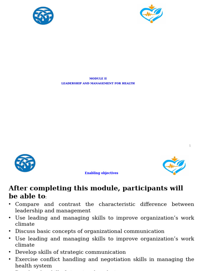 Module II Leadership and Management For Health | PDF | Leadership ...
