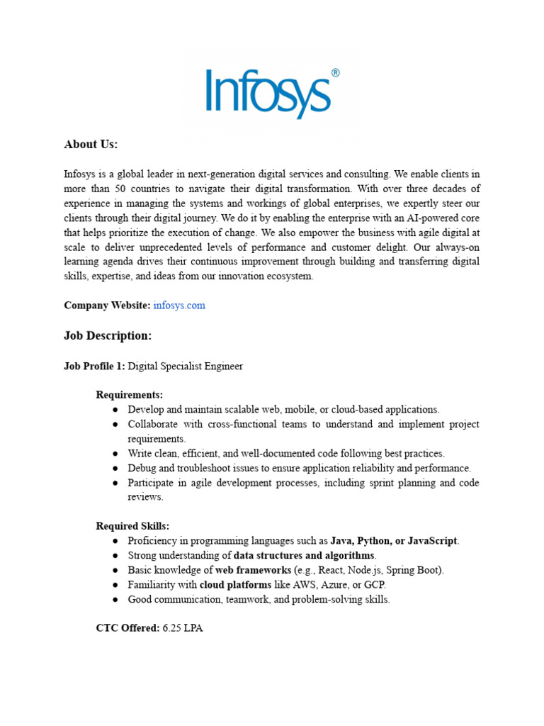 Infosys Job Openings for Spring Boot Roles | PDF | Computer Programming ...