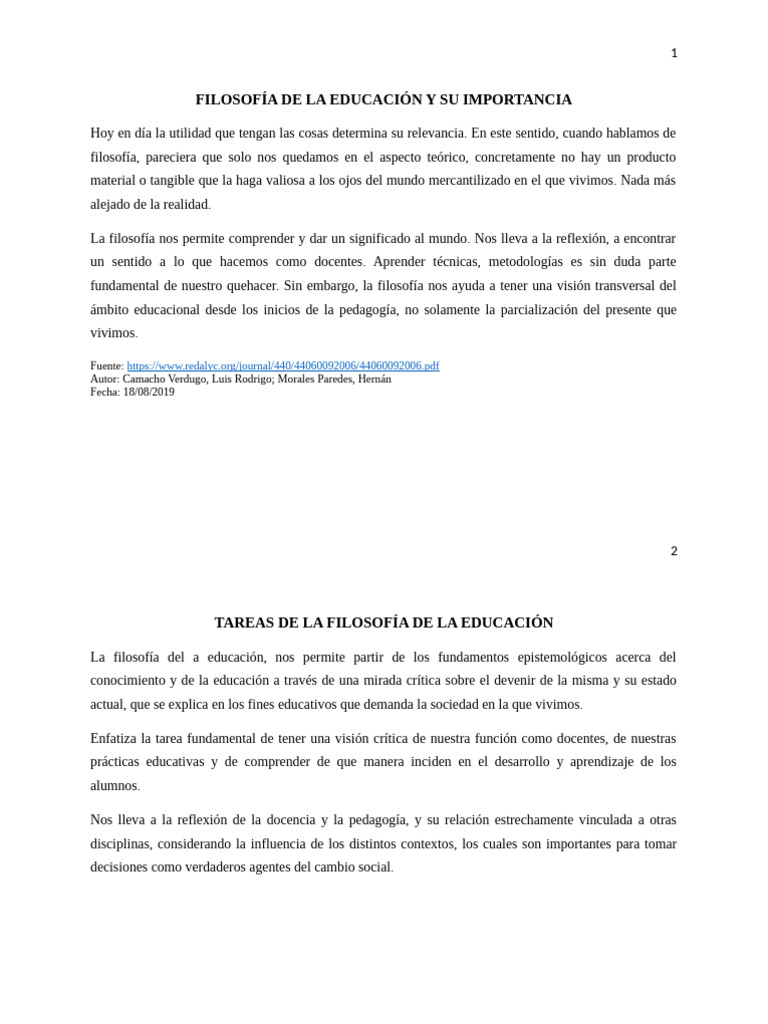 Filosofia de La Educacion | PDF