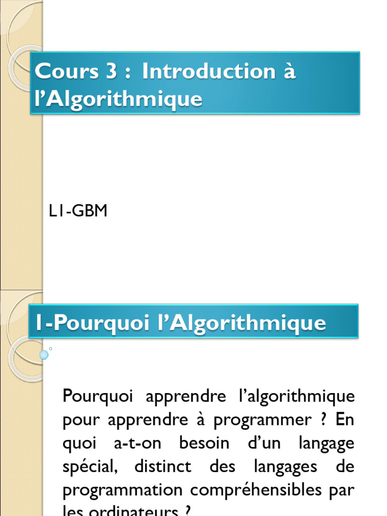 Introduction à l'Algorithmique | PDF | Programme informatique ...