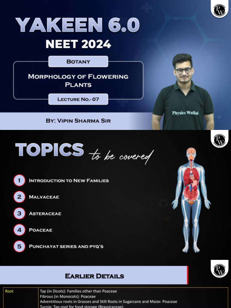 Morphology of Flowering Plants 07 - Class Notes - Yakeen NEET 6.0 2024 ...