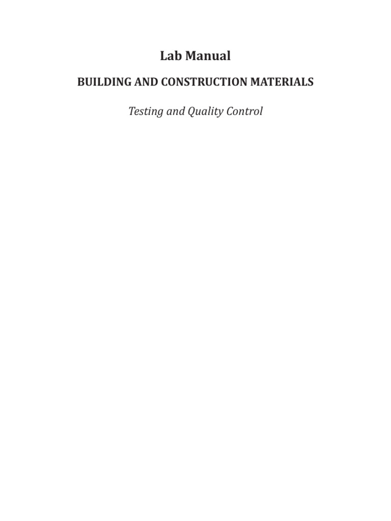 Building Materials Lab Manual Guide | PDF | Quality Assurance | Concrete
