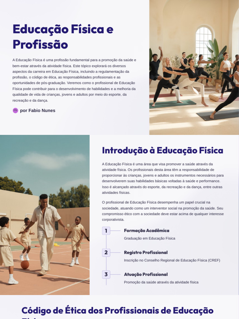 Carreira em Educação Física: Ética e Oportunidades | PDF | Educação ...