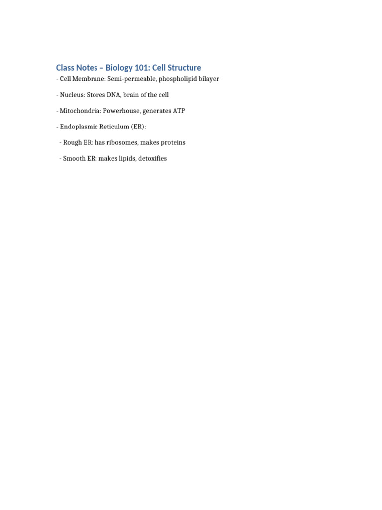 Biology Class Notes | PDF