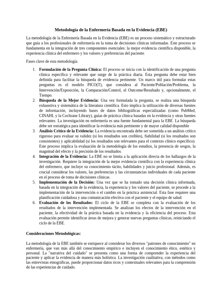 Metodología de La Enfermería Basada en La Evidencia | PDF