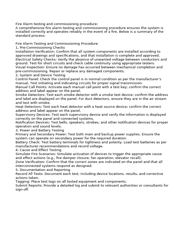 Fire Alarm Testing and Commissioning Guide | PDF | Electrical ...