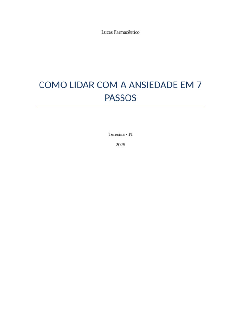 7 Passos para Lidar com a Ansiedade | PDF