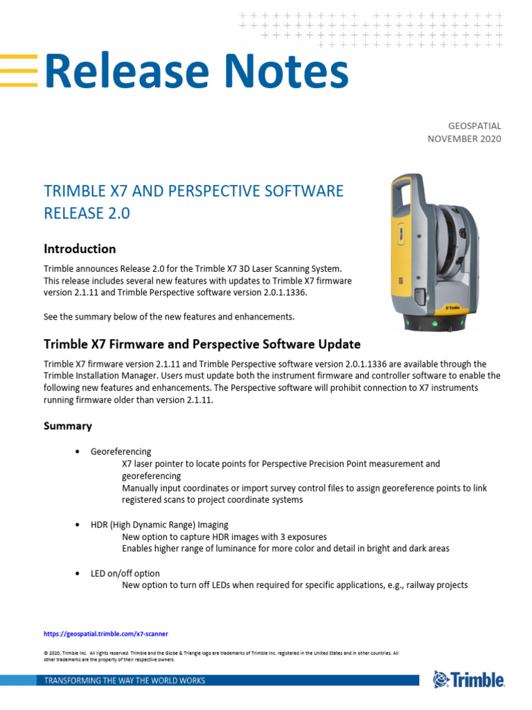 Trimble X7 Release 2.0 Notes | PDF | Computing