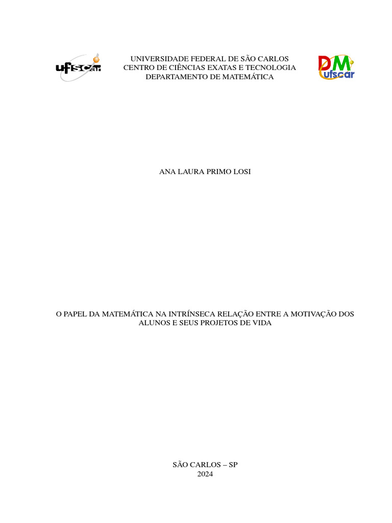 O Papel Da Matemática Na Intrínseca Relação Entre A Motivação Dos ...