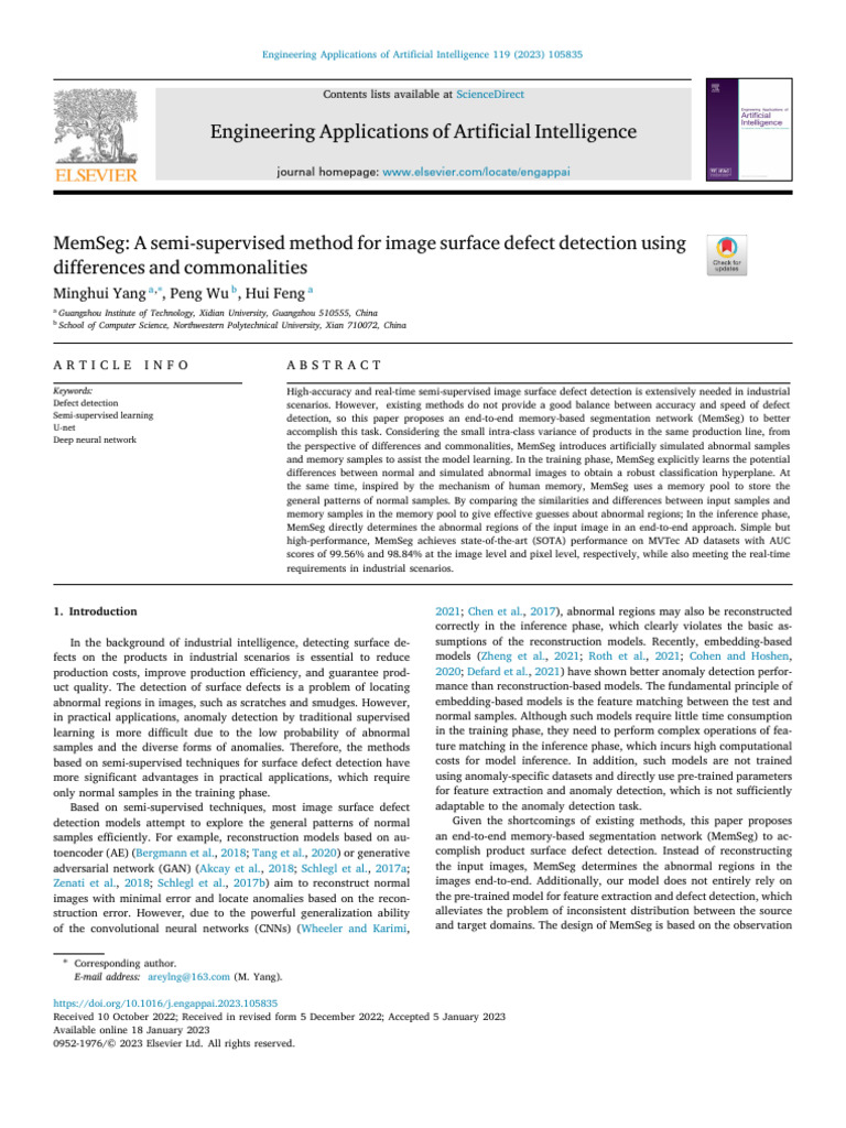 MemSeg: Semi-Supervised Defect Detection | PDF | Image Segmentation ...
