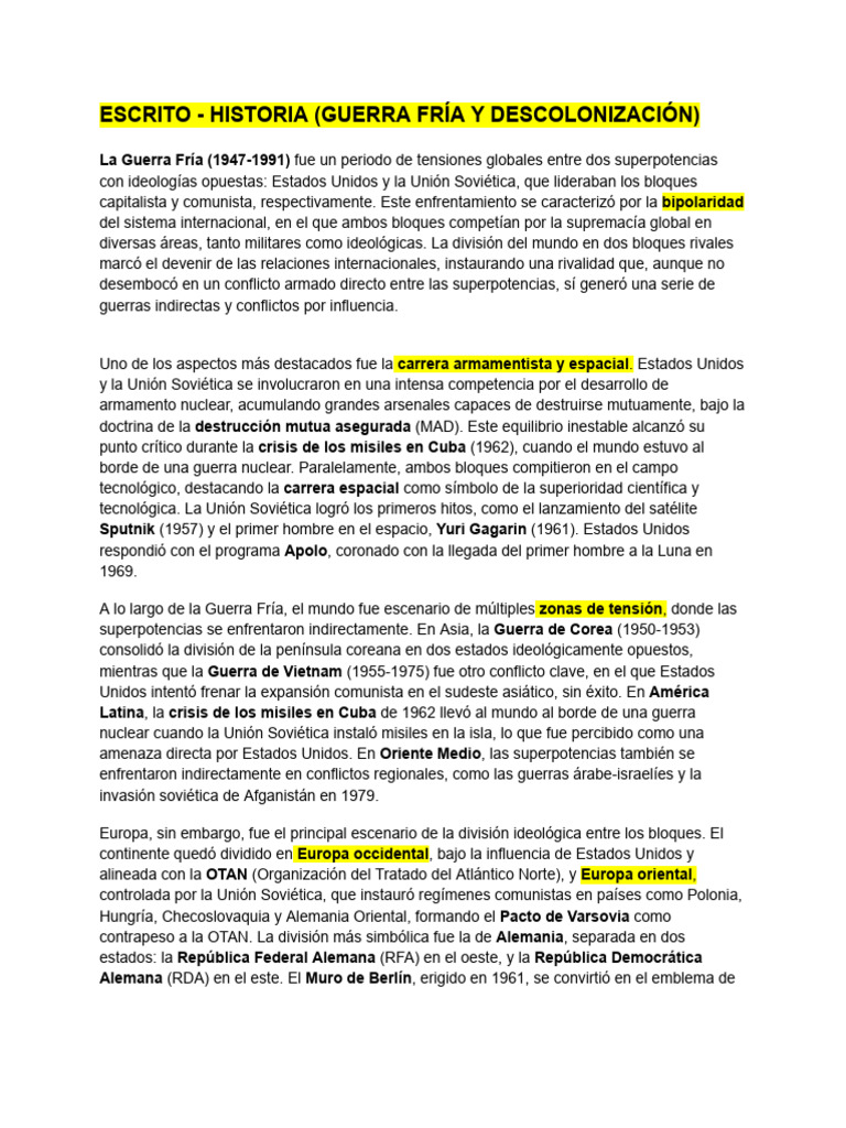 Guerra Fría y Descolonización Global | PDF | Guerra Fría | Unión Soviética
