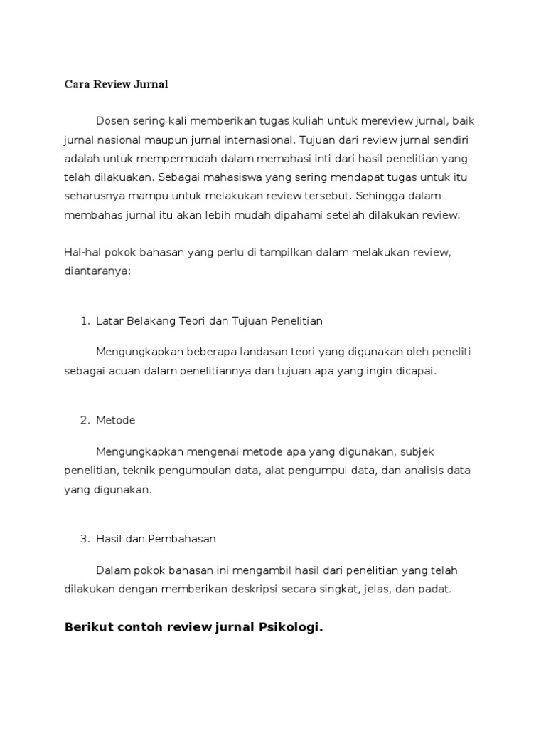 Contoh Metode Penelitian Dalam Review Jurnal