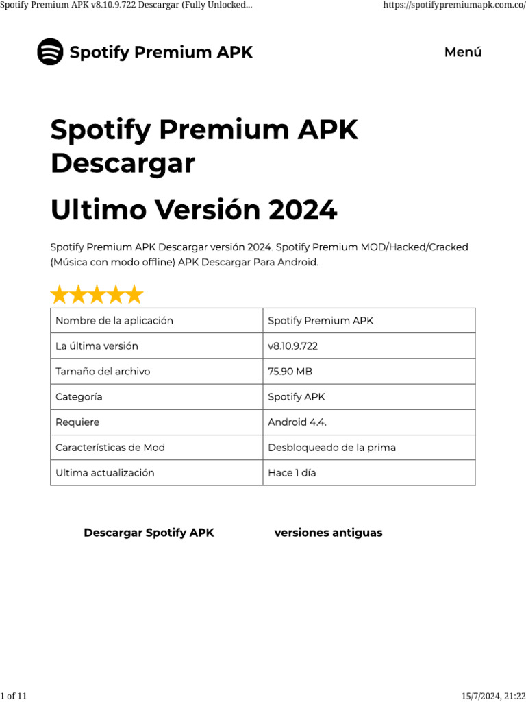 Spotify Premium APK v8.10.9.722 Descargar (Fully Unlocked) 2024 PDF