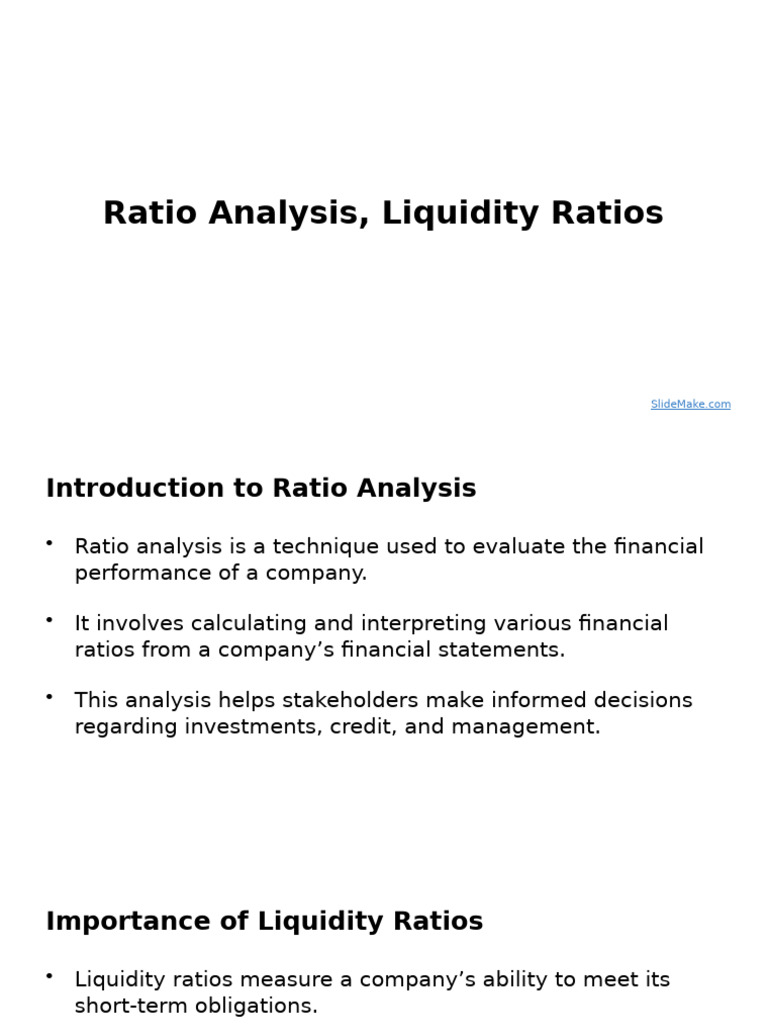 Ratio Analysis, Liquidity Ratios | PDF | Market Liquidity | Risk