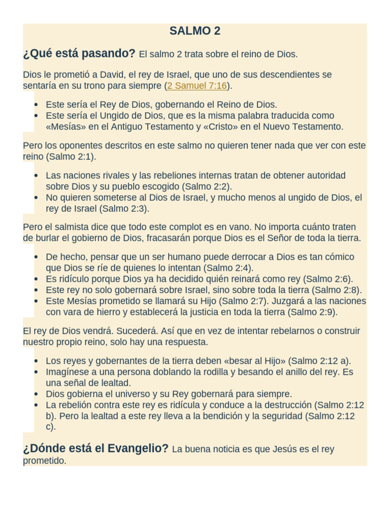 Salmo 2: El Reino de Dios y Su Rey | PDF | Jesús | Evangelio de Mateo