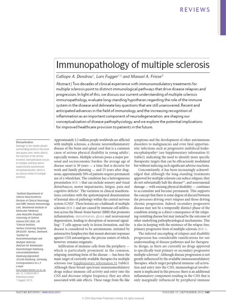 Understanding Multiple Sclerosis Immunopathology | PDF | Multiple ...