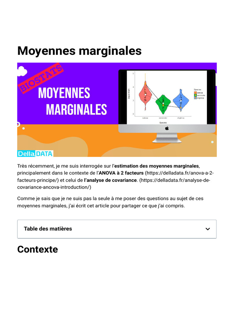 Estimation des moyennes marginales en ANOVA | PDF | Analyse de la ...