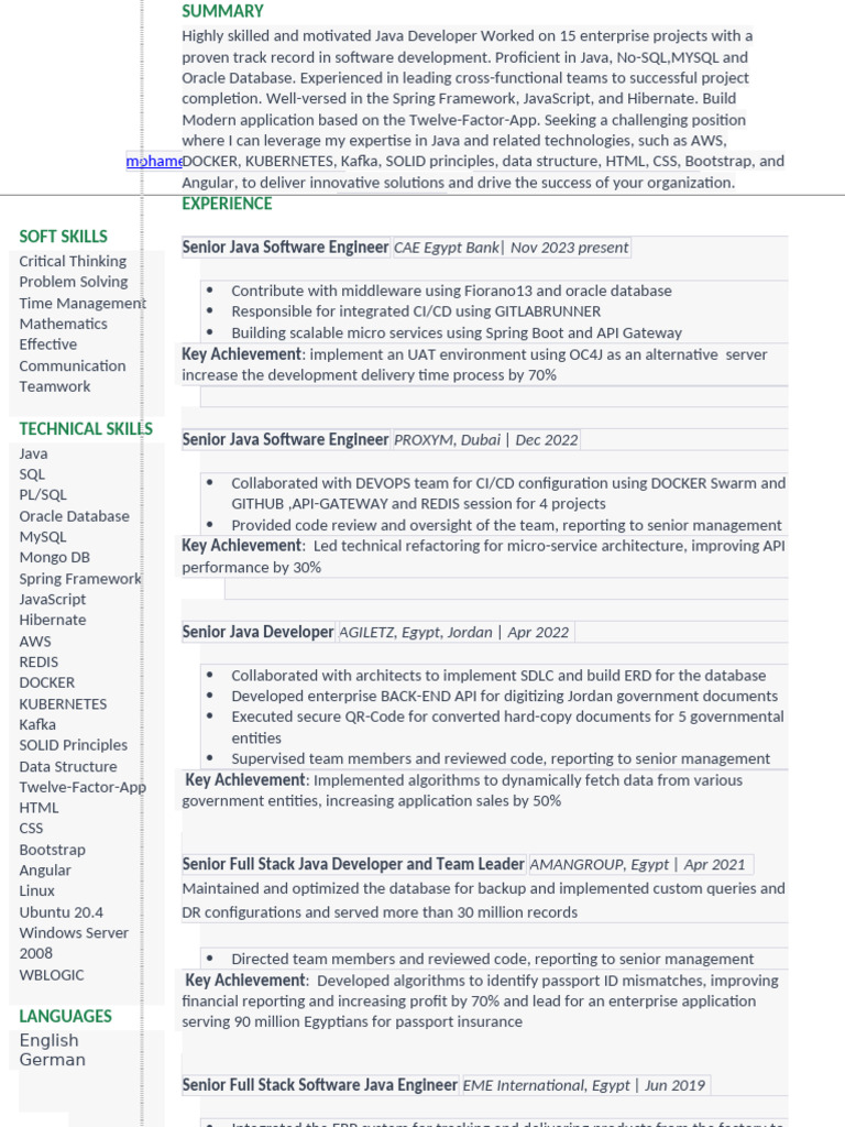 Java Developer Resume: Skills & Experience | PDF | Java (Programming ...