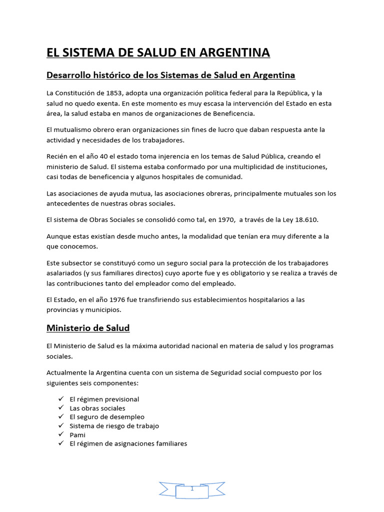 Evolución del Sistema de Salud en Argentina | PDF | Sistema de salud ...