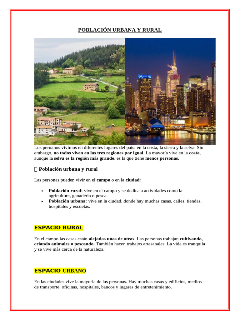 Población Urbana y Rural en Perú | PDF | Área rural | Agricultura