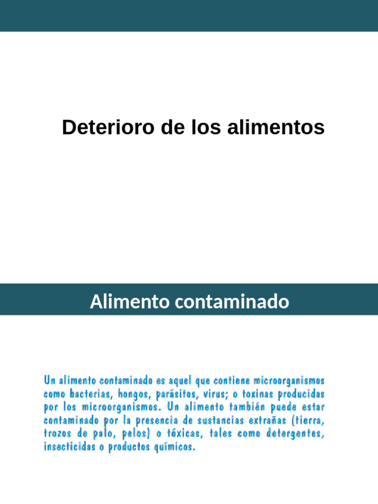 Deterioro de Los Alimentos | PDF | Microorganismo | Alimentos