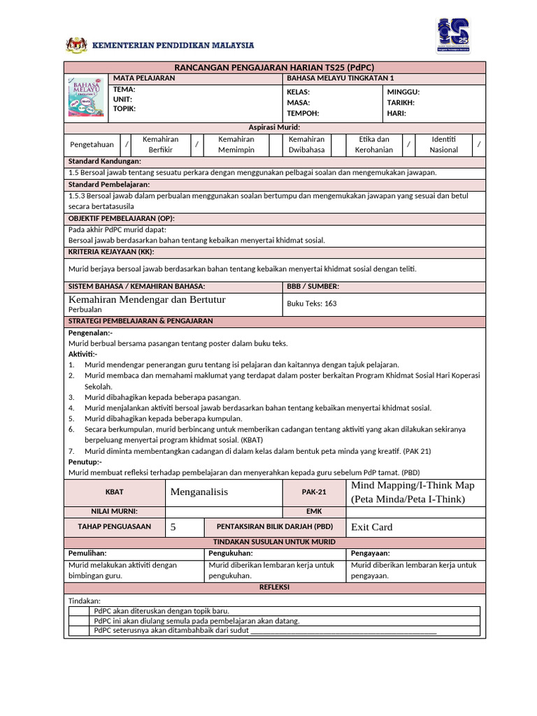 RPH BM Ting. 1 Ts25 (Unit 28) (m30-Pkjr) # | PDF