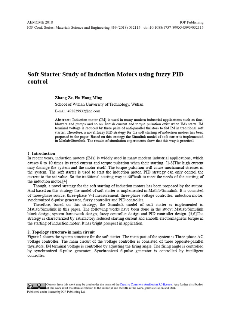 Fuzzy PID Control for Induction Motor Start | PDF | Electric Generator ...