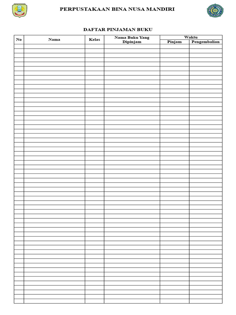 Daftar Pinjam Buku Perpustakaan BNM | PDF
