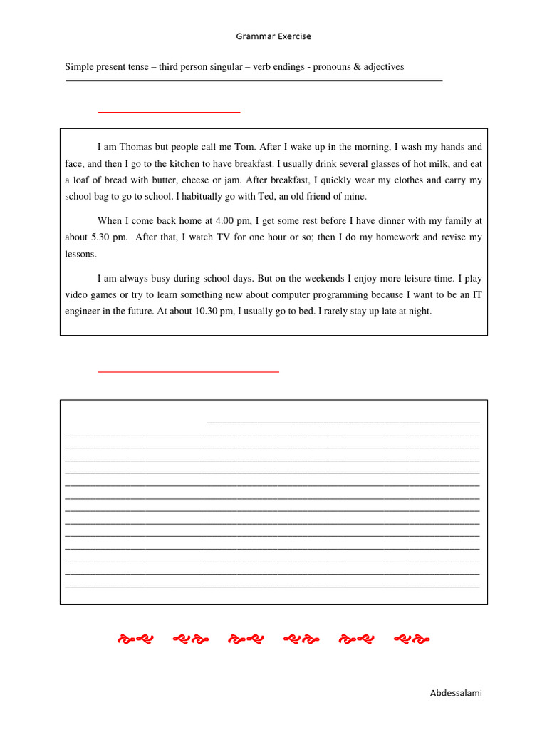 Simple Present Tense Grammar Exercise | PDF | Language Mechanics ...