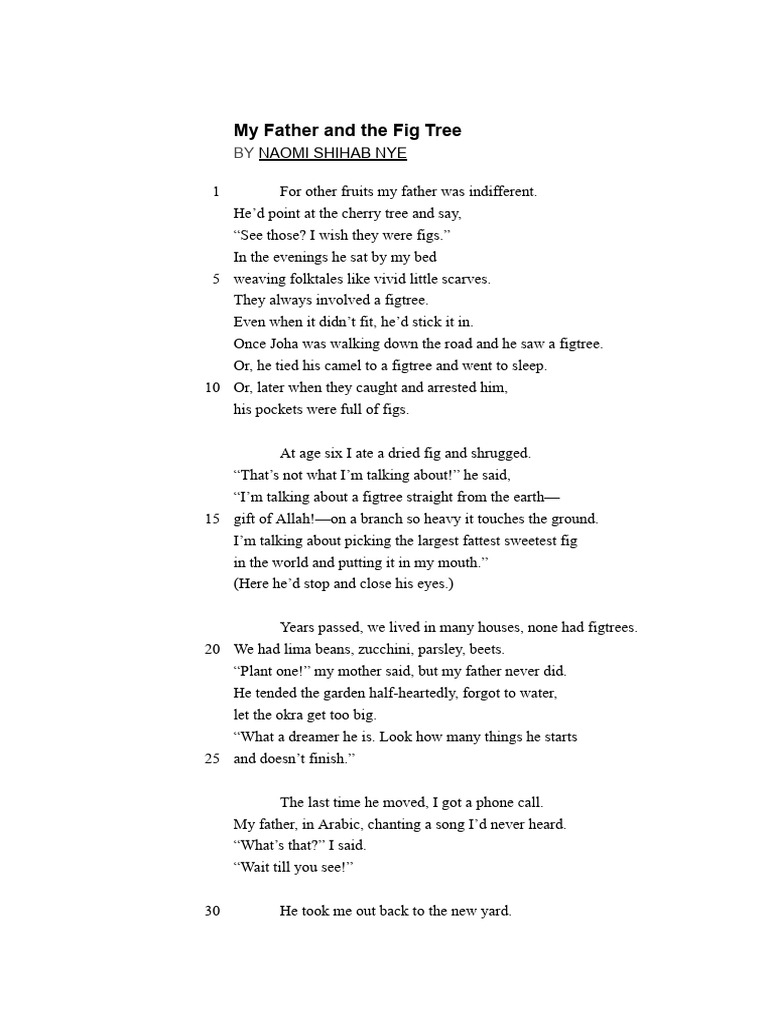 Fig Tree Dreams: A Poem Analysis | PDF