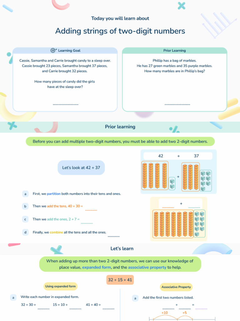 Adding Strings of Two-Digit Numbers | PDF
