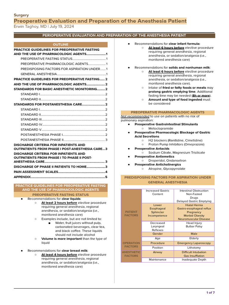 Preoperative Anesthesia Patient Guidelines | PDF | Anesthesia | Medicine