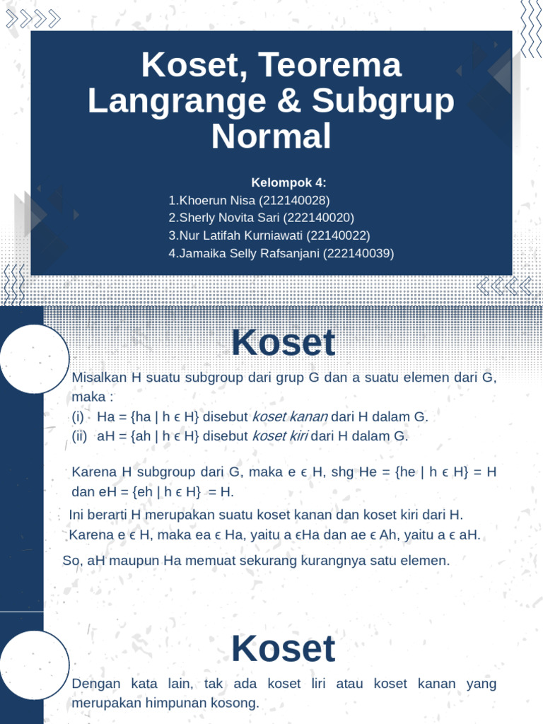 Koset, Subgrup, dan Teorema Lagrange | PDF