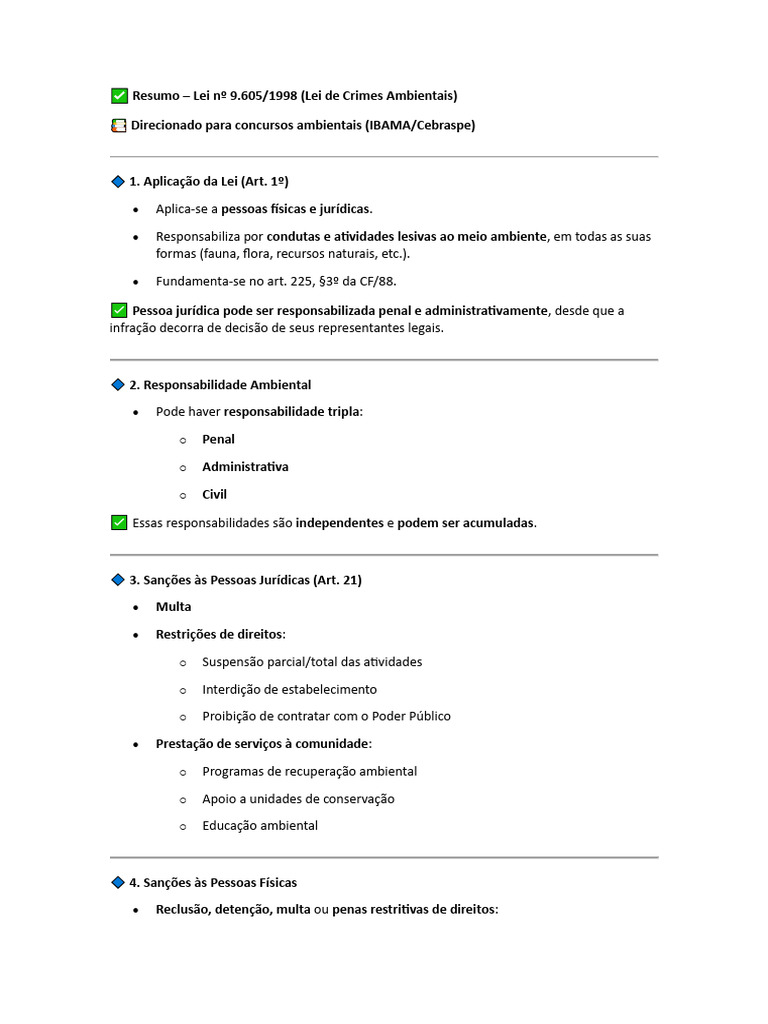 Lei de Crimes Ambientais | PDF | Crimes | Crime e Violência