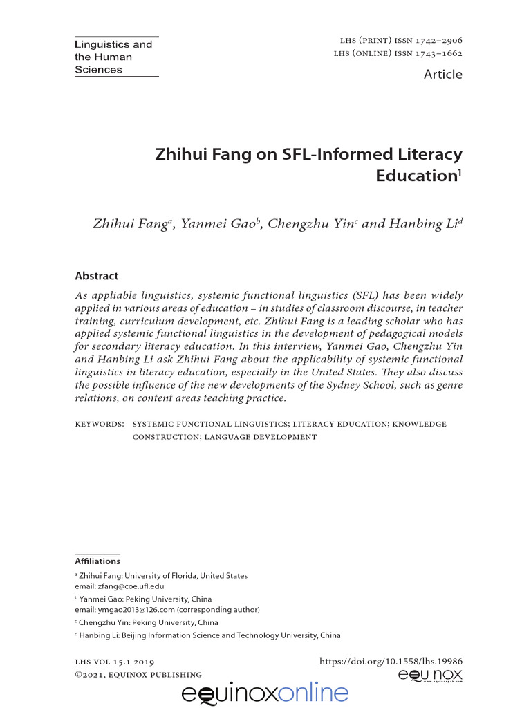 SFL in Literacy Education Insights | PDF | Linguistics | Genre