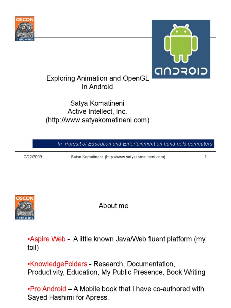 Introduction To Animation and OpenGL On The Android SDK Paper | PDF
