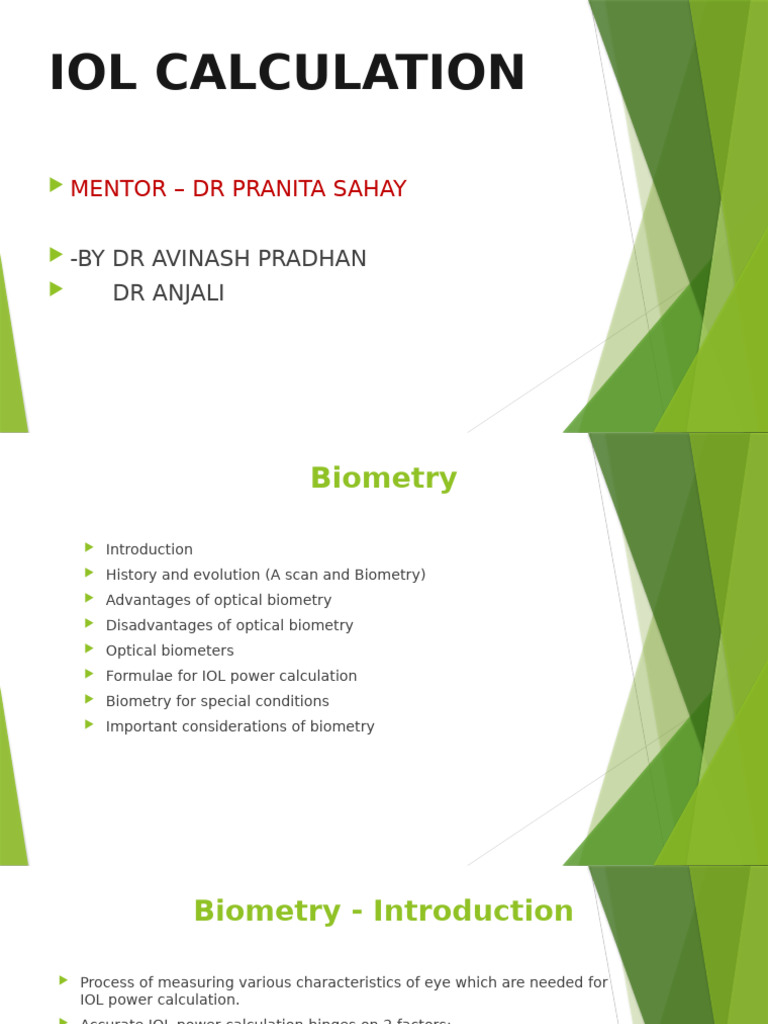 IOL Power Calculation and Biometry Guide | PDF | Vision | Ophthalmology
