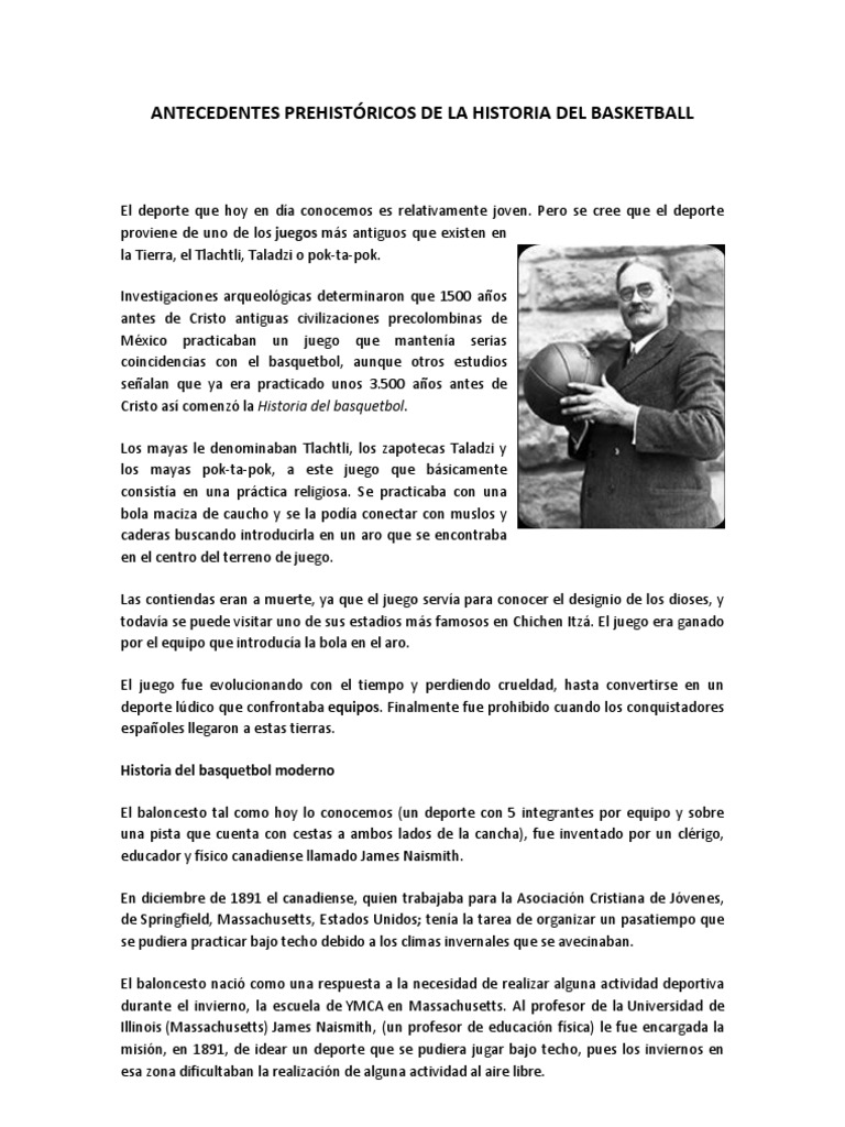 Antecedentes Prehistóricos de La Historia Del Basketball | PDF | Posiciones  de baloncesto | Deportes