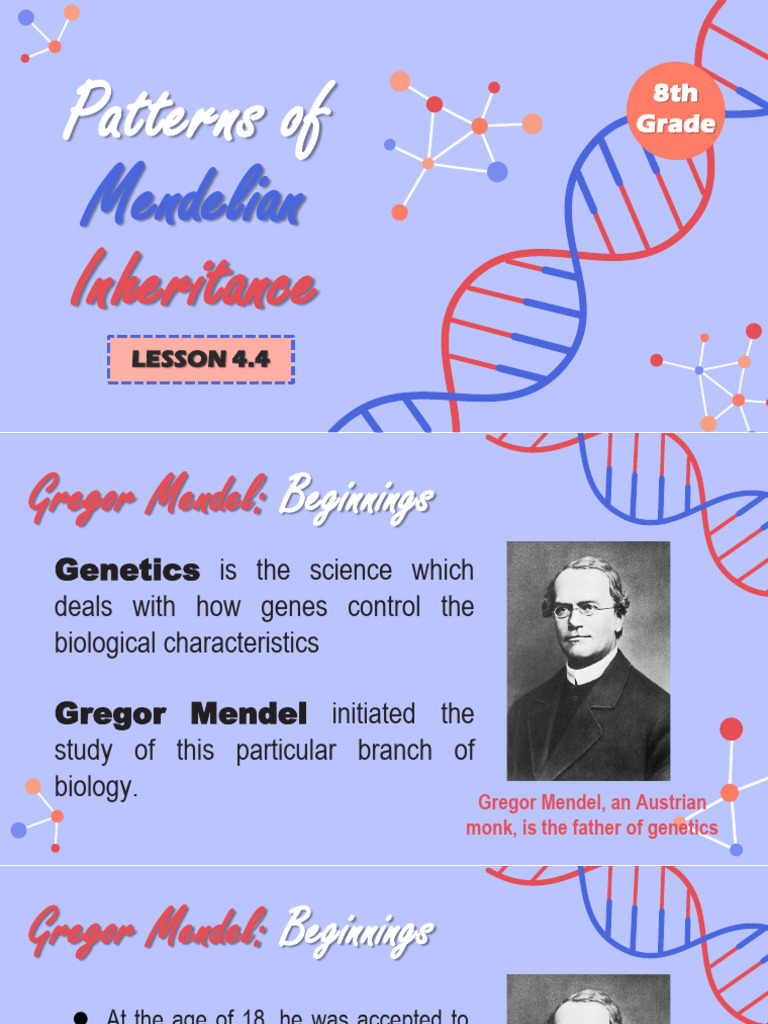 Science 8 - Lesson 4.4 - Pattern of Mendelian Inheritance | PDF ...