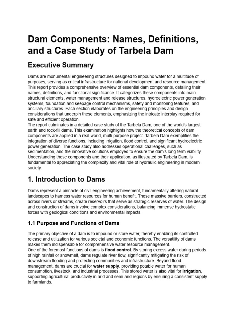 Overview of Tarbela Dam Components | PDF | Spillway | Dam