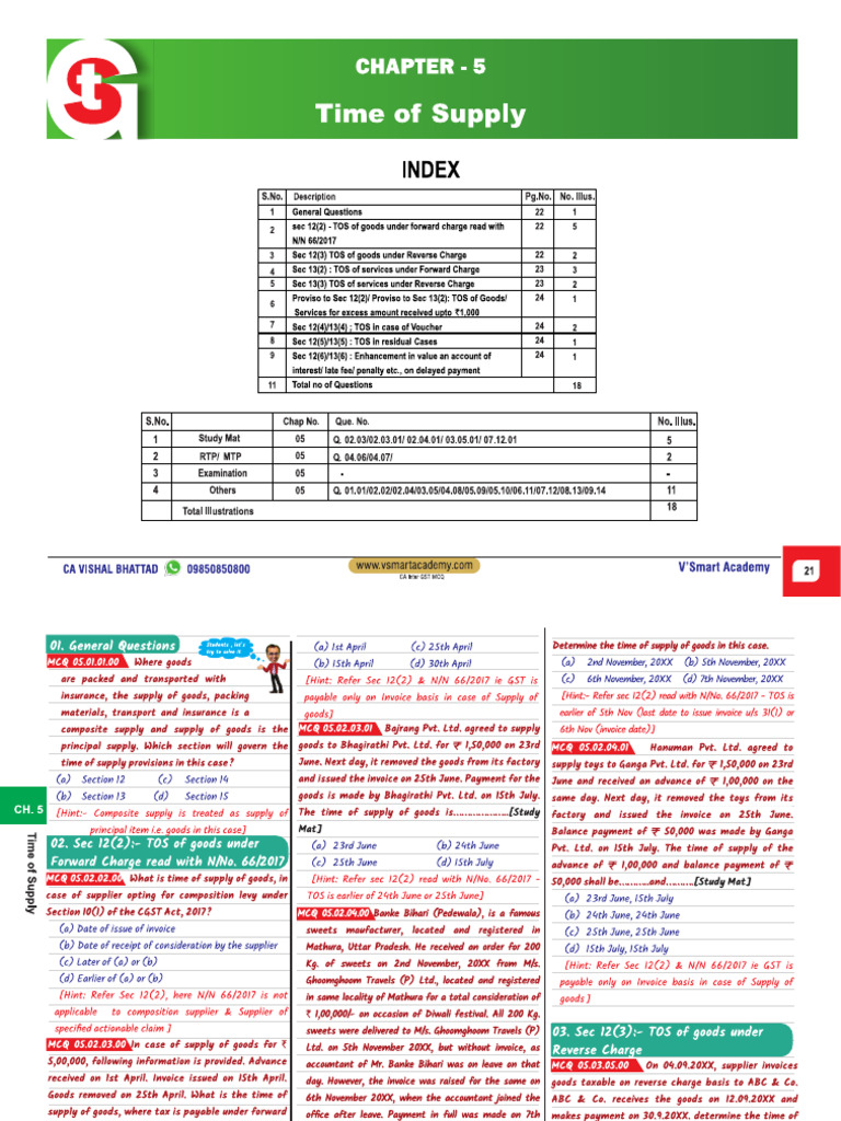 Chapter 5 Time of Supply | PDF