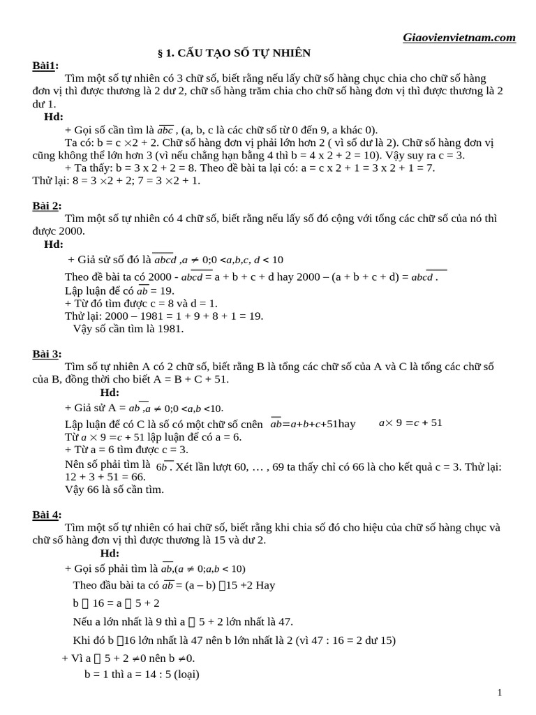 Cac Bai Toan Hoc Sinh Gioi Dien Hinh Bac Tieu Hoc | PDF