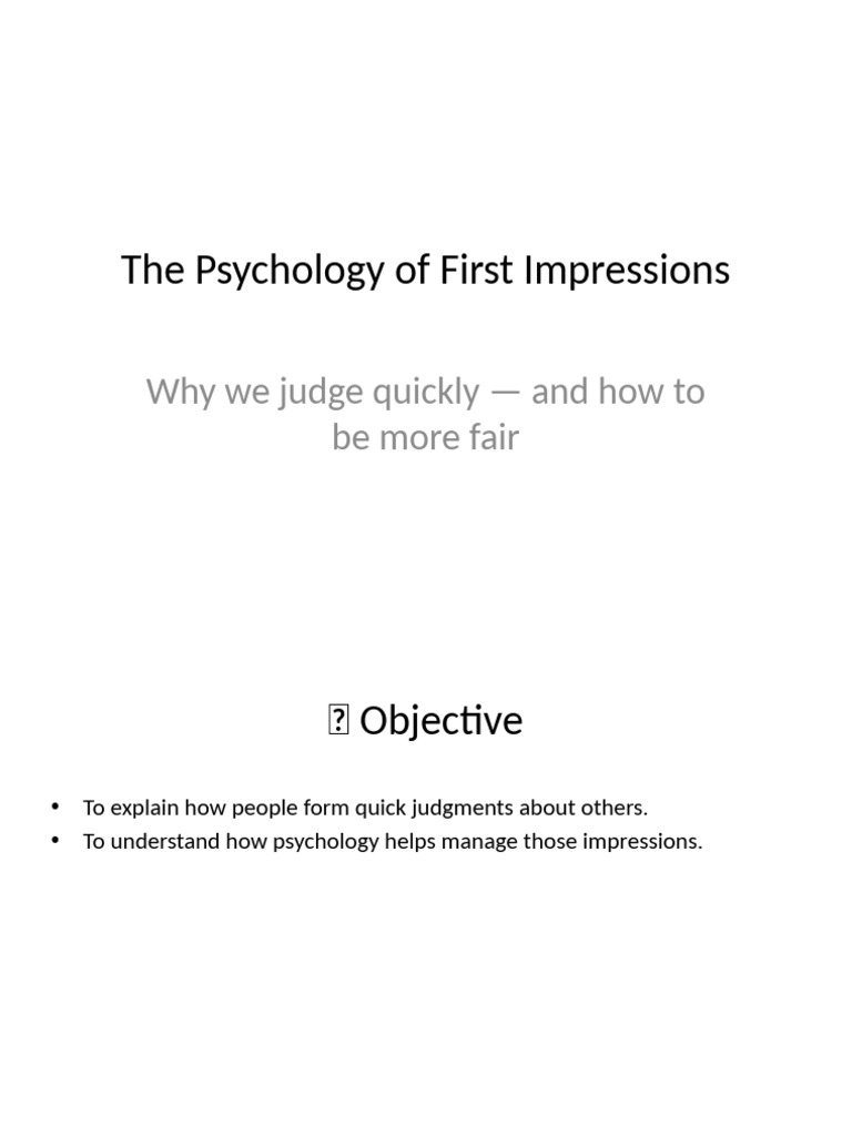 Understanding First Impressions Psychology | PDF