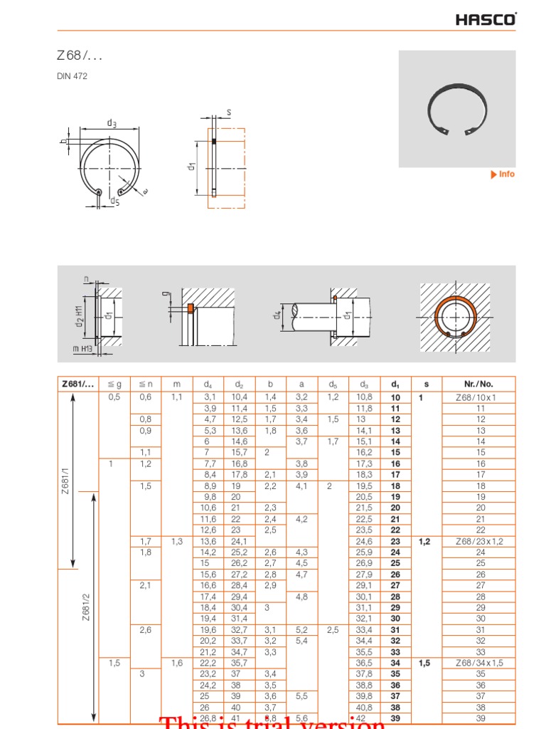 Hasco Standard Internal Circlip DIN 472