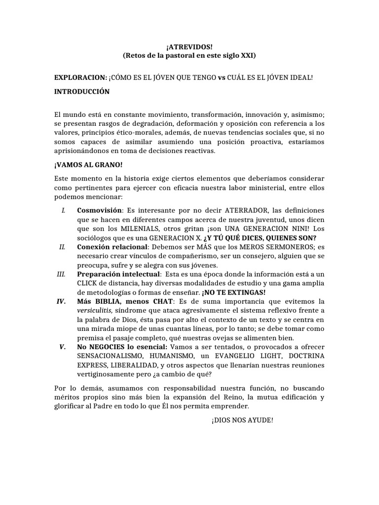 Desafios de La Pastoral Juvenil | PDF