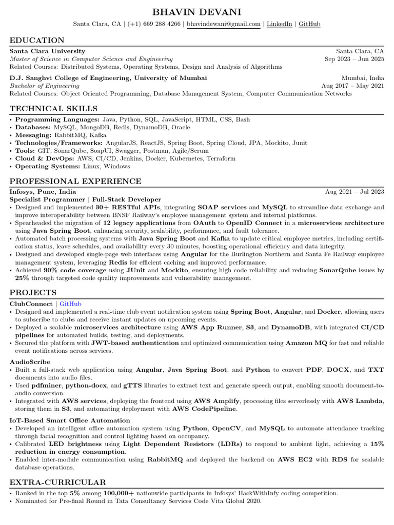 Bhavin Devani: Full-Stack Developer Resume | PDF | Amazon Web Services ...