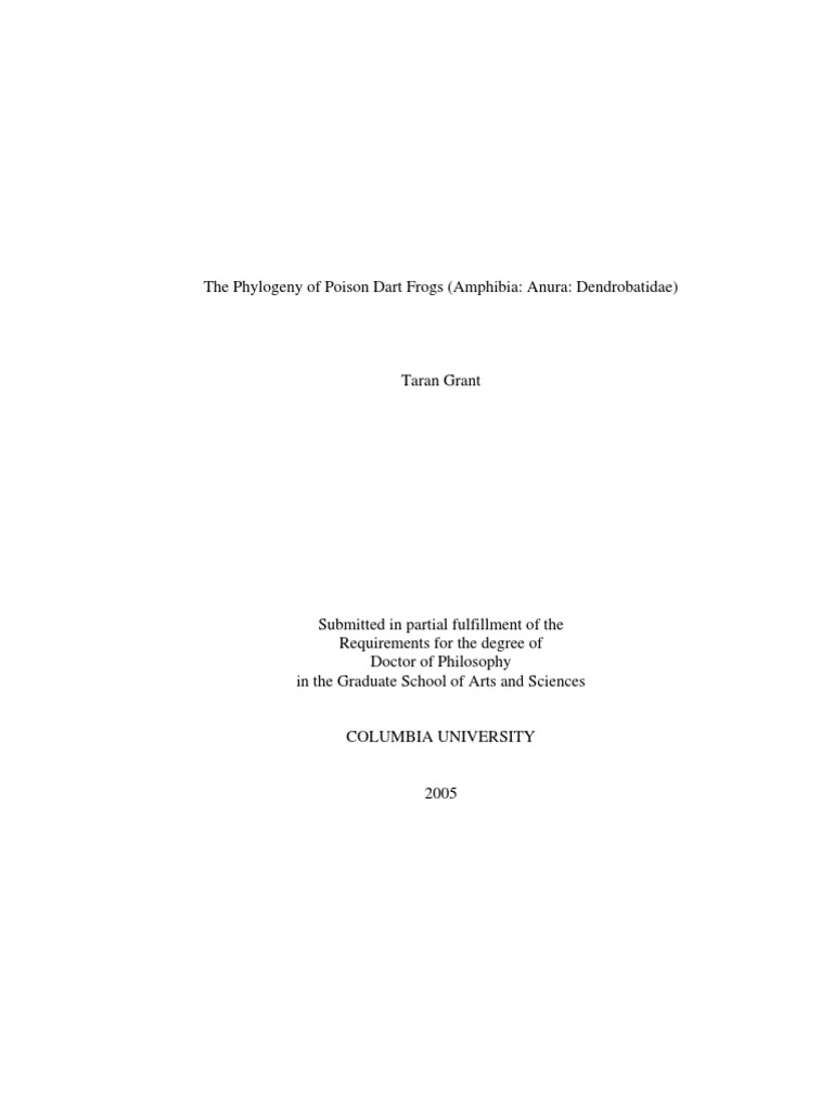 Phylogeny Poison Dart Frog 2005 Grant Dissertation | PDF | Phylogenetic ...