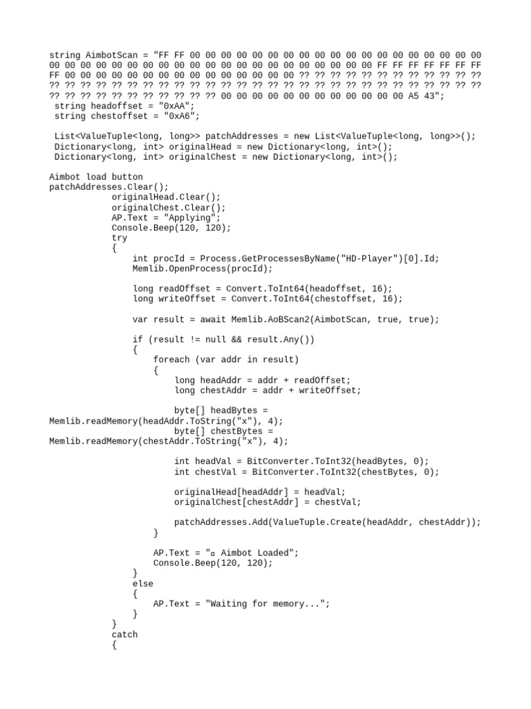 Aimbot Code Implementation Guide | PDF | Computer Programming ...