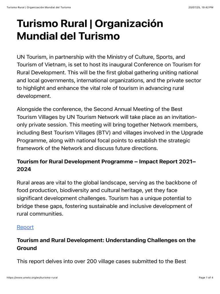 UNWTO Rural Tourism Development Insights | PDF | Tourism | Economies