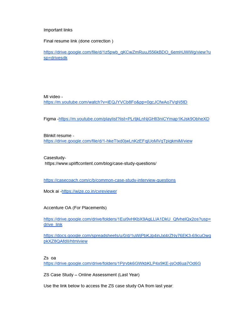 Essential Links for Job Preparation | PDF | Software | Data Management